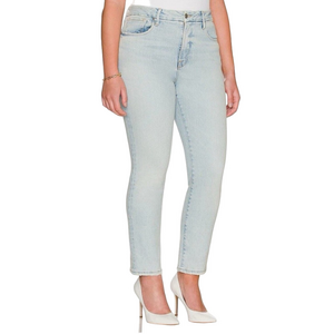 Good American Good Classic Fray Hem Jeans in Light Indigo038 Plus Size 22 NWT